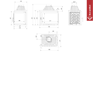 Ъглова камина на дърва за вграждане Kratki Simple – 15.0 kW