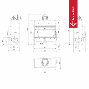 Камина на дърва за вграждане Kratki Floki – 12 kW