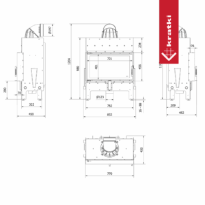 Камина на дърва за вграждане Kratki Floki – 10 kW
