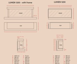 Размери електрическа камина La Nordica Lumen 1200