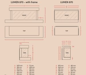 Размери електрическа камина La Nordica Lumen 870